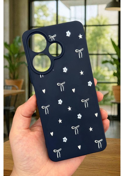 Xiaomi Redmi 13 4g Mini Fiyonk Desenli Silikon Darbe Emici Klasik Korumalı Rubber Kılıf