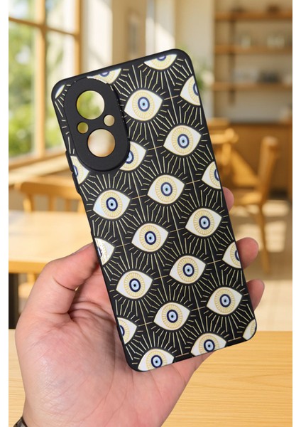 Realme 12 Lite Uyumlu Evıl Eye Desenli Silikon Darbe Emici Klasik Korumalı Rubber Kılıf