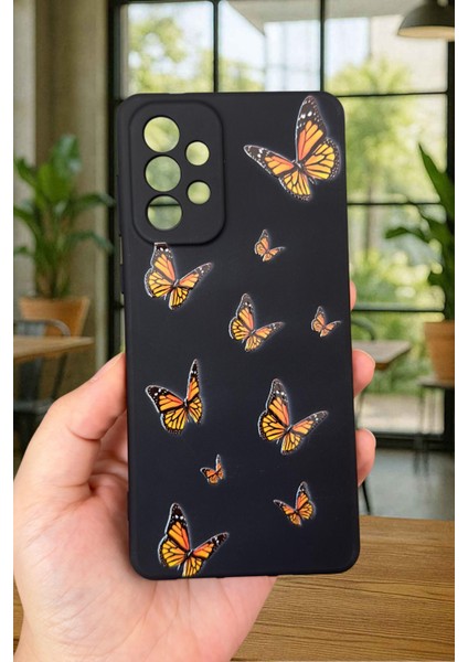 Samsung Galaxy A73 - Turuncu Kelebek Desenli Silikon Darbe Emici Klasik Korumalı Rubber Kılıf fiyatları