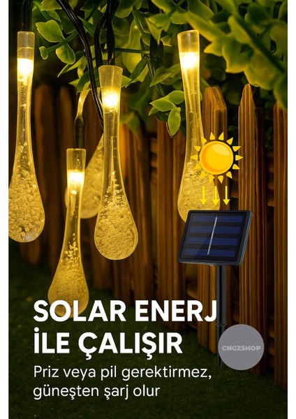 Solar Yılbaşı Işık Zinciri 5 Metre | 7 Modlu Güneş Enerjili Günışığı Bahçe Aydınlatma fiyatları