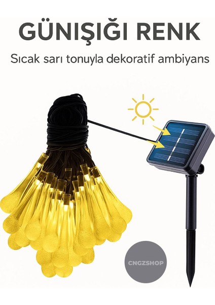 Solar Yılbaşı Işık Zinciri 5 Metre | 7 Modlu Güneş Enerjili Günışığı Bahçe Aydınlatma indirimleri