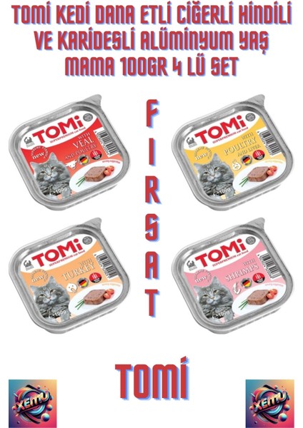 Kedi Dana Etli Ciğerli Hindili ve Karidesli Alüminyum Yaş Ma