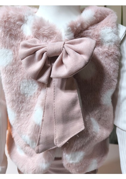 Kız Çocuk Üçlü Takım (Peluşlu Yelek+Pamuklu Bluz+Kaşe Şort Etek) Şık Kışlık Koyu Pembe indirimleri