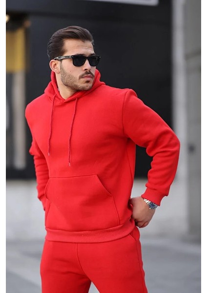 Erkek Rahat Oversize 3 Iplik Pamuklu Şardonlu Kanguru Cep Kapşonlu Sweatshirt fiyatları