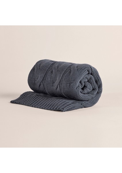 Triko Tv Battaniyesi Throw Füme Koltuk Şalı 90X200 cm - Cabella Serisi