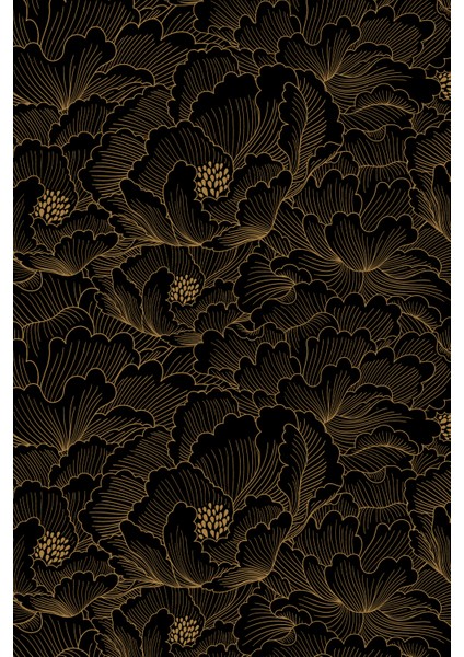 Eskiz Çiçekler Siyah Bronz Motifliduvar Kağıdı -Isı ve Ses Yalıtımı Yırtılmaz indirimleri