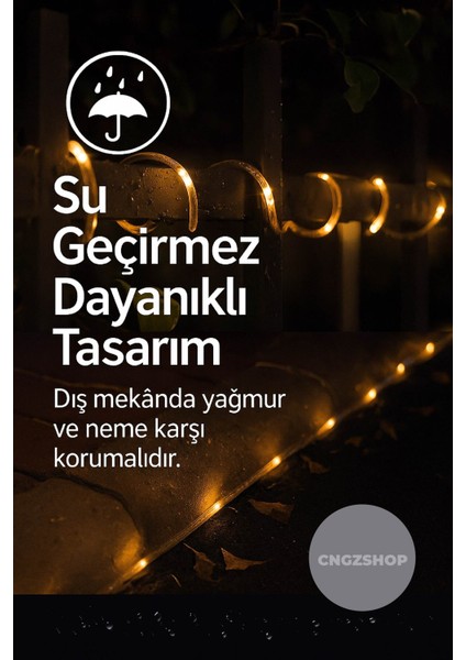 Solar Enerjili Neon LED Işık 10 Metre | Su Geçirmez Sarı Animasyonlu Bahçe, Balkon, Teras ve Ağaç Ay fiyatları