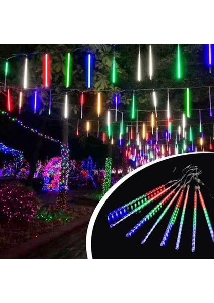 8 Adet Meteor Kayan Tüp LED Ağaç Bahçe Sokak Yağmur Işıkları Solar Güneş Enerjili