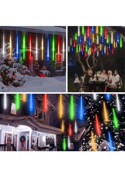 8 Adet Meteor Kayan Tüp LED Ağaç Bahçe Sokak Yağmur Işıkları Solar Güneş Enerjili