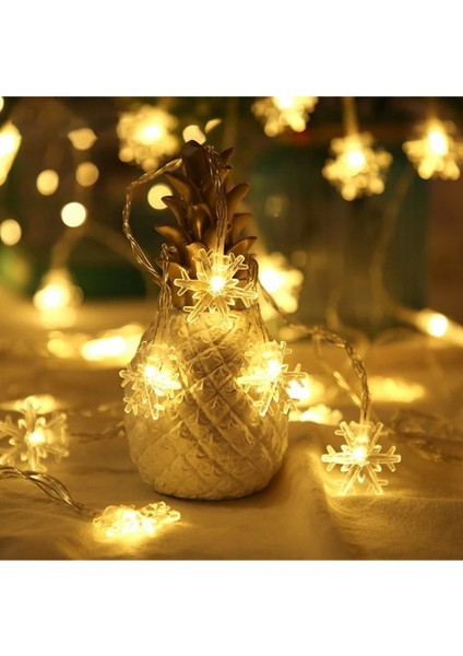 Kar Tanesi LED Pilli 5 Metre 28 LED Gün Işığı Kristal LED Şeffaf Kablo Pilli Aç Kapa