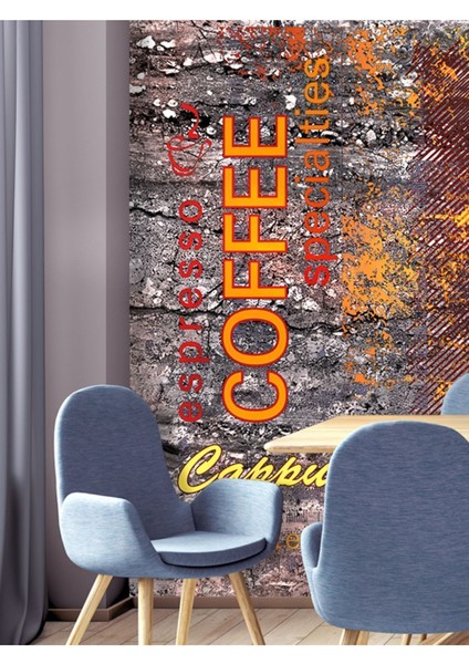Cafe Coffee Yazılı Desenli Isı ve Ses Yalıtımlı Sağlıklı Tekstil Duvar Kağıdı modelleri