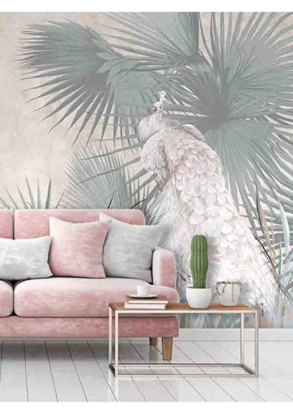 Tavus Kuşu Desenli Silinebilir Tekstil Duvar Kağıdı