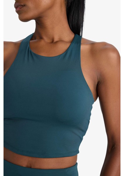 Bisiklet Yaka Pedli İç Göstermez Esnek Kumaş Uzun Sporcu Sütyeni F4944AX25AU fırsatları