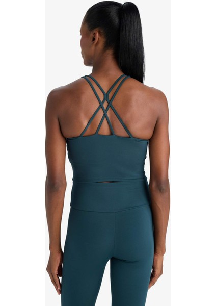 Bisiklet Yaka Pedli İç Göstermez Esnek Kumaş Uzun Sporcu Sütyeni F4944AX25AU indirimleri