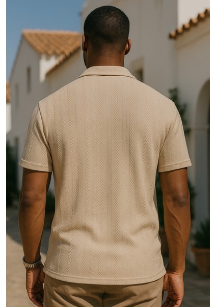 Desenli Slim Fit Apaç Yaka Kısa Kollu Erkek Gömlek fiyatları