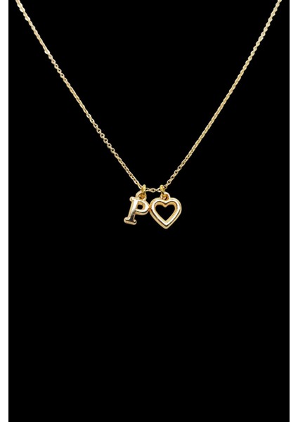 P Harfi 316L Paslanmaz Çelik Zincir Altın Kaplama Kolye Hediye Kalp Sevgili Eş fiyatları