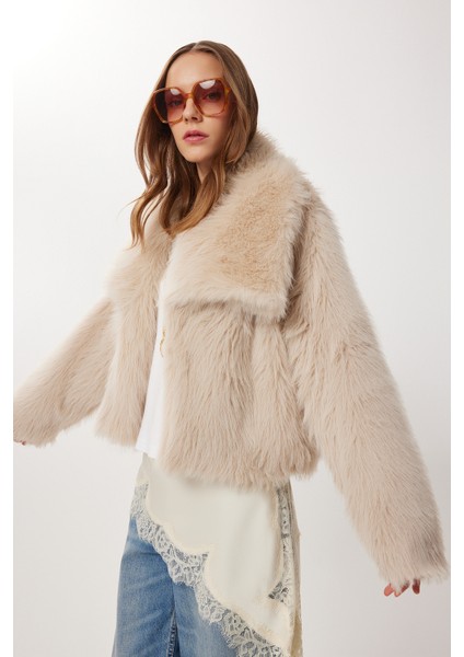 Kısa Suni Kürk Kaban LFG0171 Bej modelleri