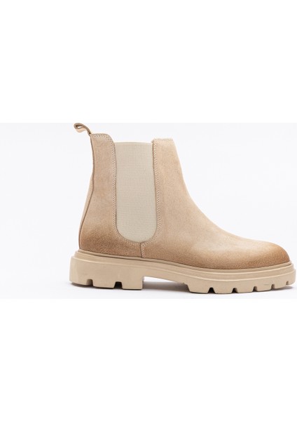 Erkek Kalın Tabanlı Tümyüz Lastikli Bot Bej Nubuk Deri fiyatları