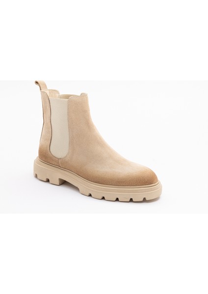 Erkek Kalın Tabanlı Tümyüz Lastikli Bot Bej Nubuk Deri modelleri
