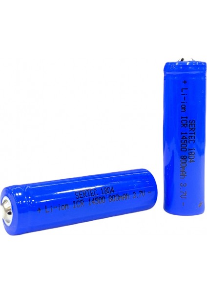 3.7V Li-ion 14500 AA - 800 Mah 1C Şarjlı Pil (Başlı)