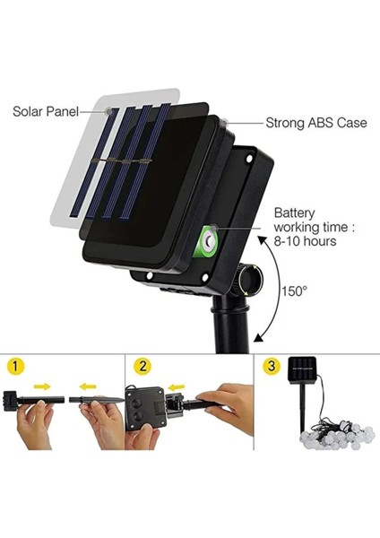 Dekoratif Yıldız Güneş Enerjili Solar Yıldız LED Işık 8 Fonksiyonlu 7 Metre Günışığı Su Geçirmez