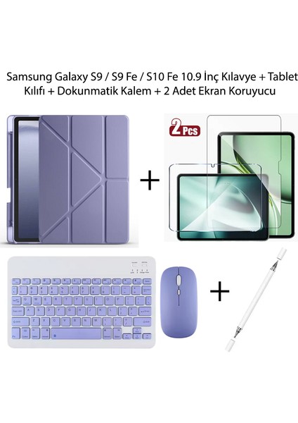 Yesnıce Samsung Galaxy S10 Fe / S9 Fe / S9 10.9 Inç Uyumlu Standlı Kılıf ve Dokunmatik Kalem ve Klavye ve Mouse