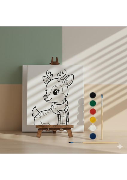 Çocuklar Için Atkılı Geyik Yavrusu Eğitici ve Eğlenceli Yılbaşı Hediyesi Boyama Seti fiyatları