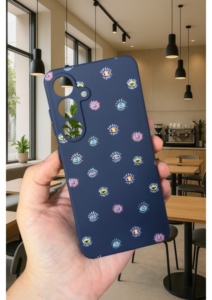 Samsung Galaxy M34 - Mini Evıl Eye Desenli Silikon Darbe Emici Klasik Korumalı Rubber Kılıf