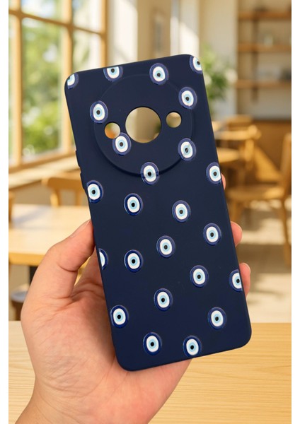 Xiaomi Redmi A3 Uyumlu Nazar Boncuk Desenli Silikon Darbe Emici Klasik Korumalı Rubber Kılıf