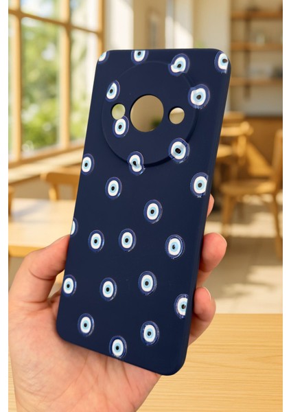 Xiaomi Redmi A3 Uyumlu Nazar Boncuk Desenli Silikon Darbe Emici Klasik Korumalı Rubber Kılıf modelleri