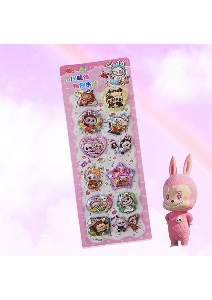 Labubu 3D Sulu Sticker – Parıltılı Mavi Kawaii Sticker fiyatları