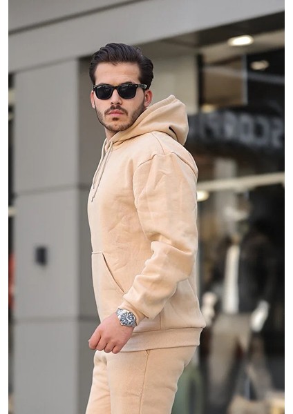 Erkek Rahat Oversize 3 Iplik Pamuklu Şardonlu Kanguru Cep Kapşonlu Sweatshirt fiyatları