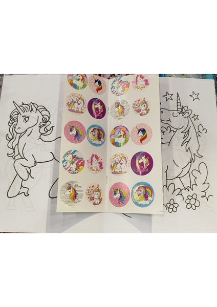 4 Adet Stickerli Boyama Kitabı (Hello Kitty,barbie,minnie,unicorn Figürlü modelleri