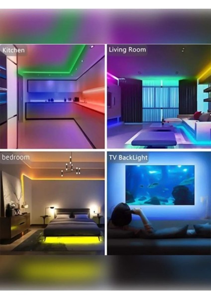 Su Geçirmez LED Şerit Işık Rgb Çok Renkli Sese Müziğe Duyarlı Kumandalı LED Aydınlatma fırsatları