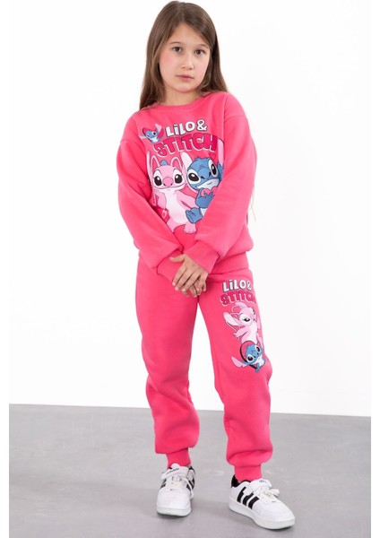Fuşya Sevimli Simli Karakter Baskı Şardonlu Kız Çocuk Eşofman Takım 23297 indirimleri