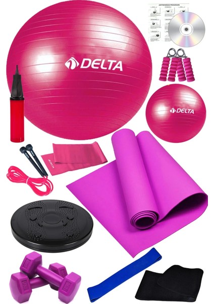 13 Lü Pilates Topu Seti Plates Minderi 1 kg Dambıl Aerobik Latex Band Twister Disk Spor Aleti fiyatları