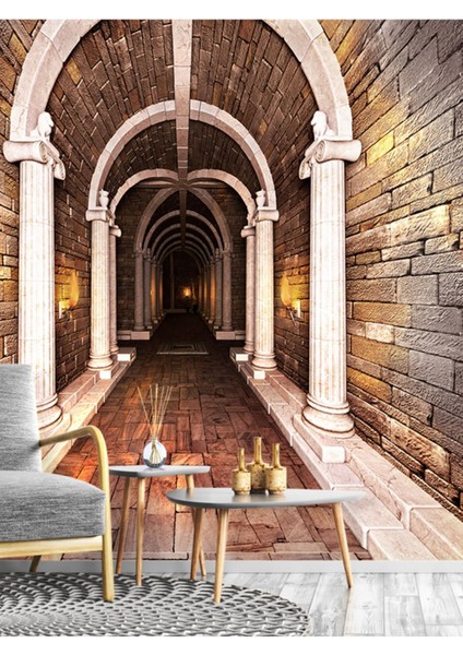 Eskitme Taş Duvar Tünel Desenli Isı ve Ses Yalıtımlı Sağlıklı Tekstil Duvar Kağıdı fiyatları