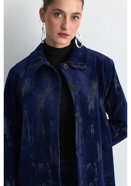 Anka Koleksiyonu Flok Kadife Ceket - Lacivert fiyatları