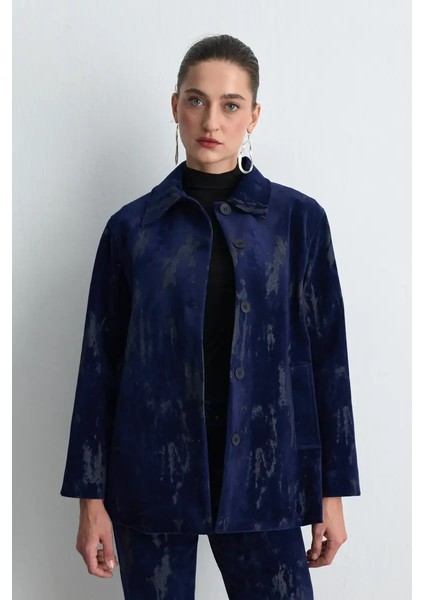 Anka Koleksiyonu Flok Kadife Ceket - Lacivert modelleri