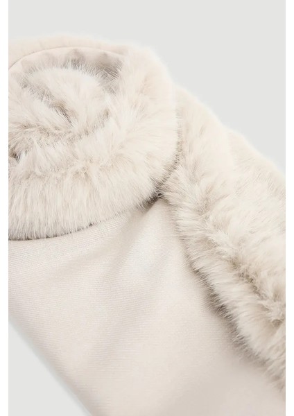 Kürklü Şal - Ekru fiyatları