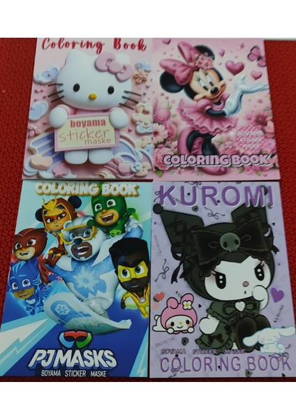 4 Adet Stickerli Boyama Kitabı (*hello Kitty*/minnie/pijamaske/kuromi/ Figürlü)
