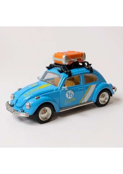 Klasik Işıklı Sesli Metal Araba - Mavi Valizli Retro Beetle - 15 cm fırsatları