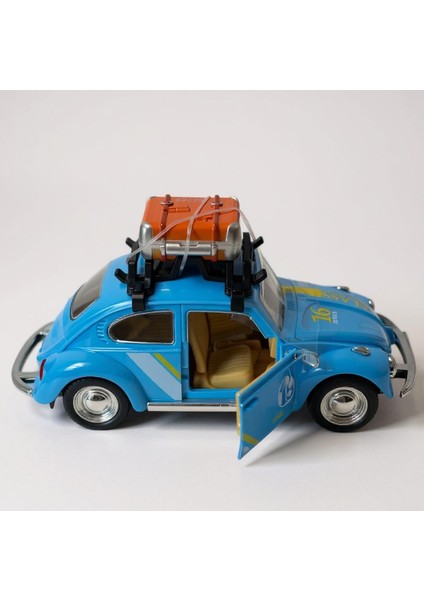 Klasik Işıklı Sesli Metal Araba - Mavi Valizli Retro Beetle - 15 cm indirimleri