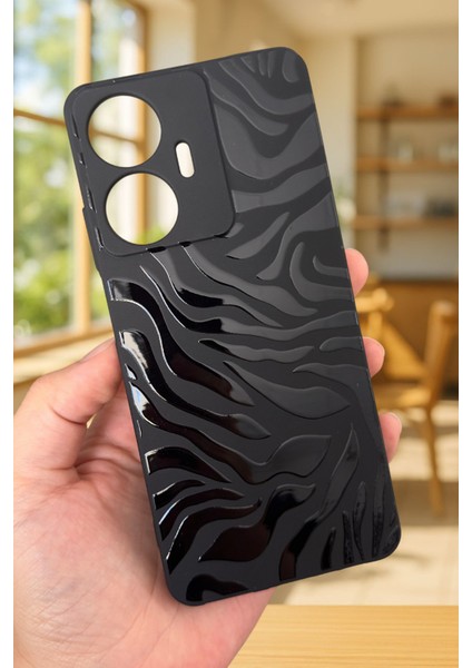 Realme C55 Uyumlu Zebra Desenli Silikon Darbe Emici Klasik Korumalı Rubber Kılıf