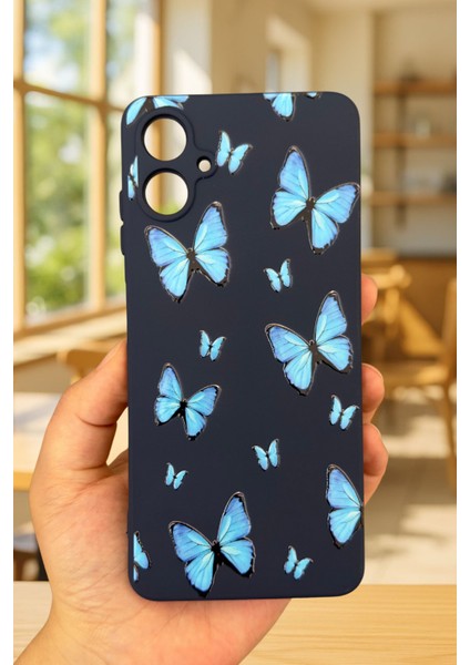 Samsung Galaxy A05 Uyumlu Mavi Kelebek Desenli Silikon Darbe Emici Klasik Korumalı Rubber Kılıf fiyatları
