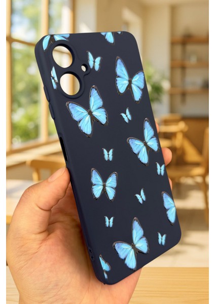 Samsung Galaxy A05 Uyumlu Mavi Kelebek Desenli Silikon Darbe Emici Klasik Korumalı Rubber Kılıf fırsatları