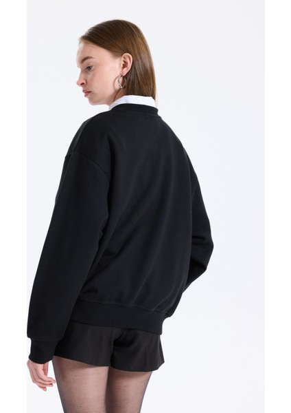 Gömlek Yaka Krem Kadın Sweatshırt Roberta Kadın Aktif Sweatshirt