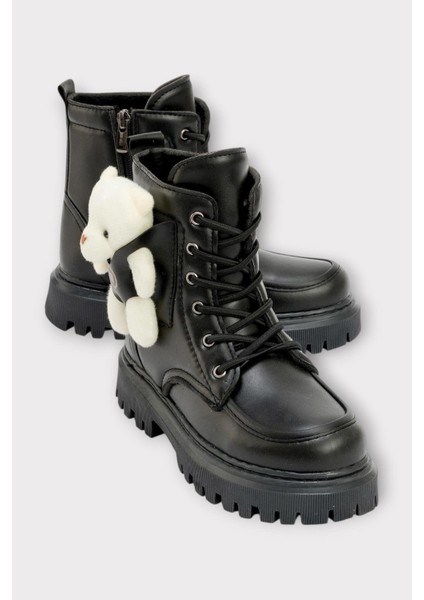 Ortopedik Fermuarlı Ayıcıklı Soğuk Geçirmez Günlük Kız Çocuk Botu SİYAH - BEJ fiyatları