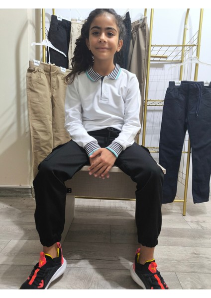 Çocuk Komando Cep Pantolon, Okul Gabardin, Kırışmaya Dayanıklı Rahat, Paça Bel Lastikli modelleri