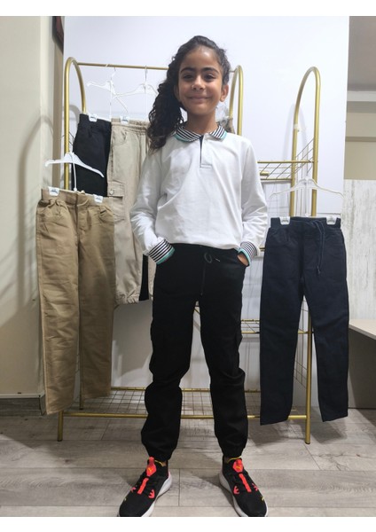 Çocuk Komando Cep Pantolon, Okul Gabardin, Kırışmaya Dayanıklı Rahat, Paça Bel Lastikli fırsatları